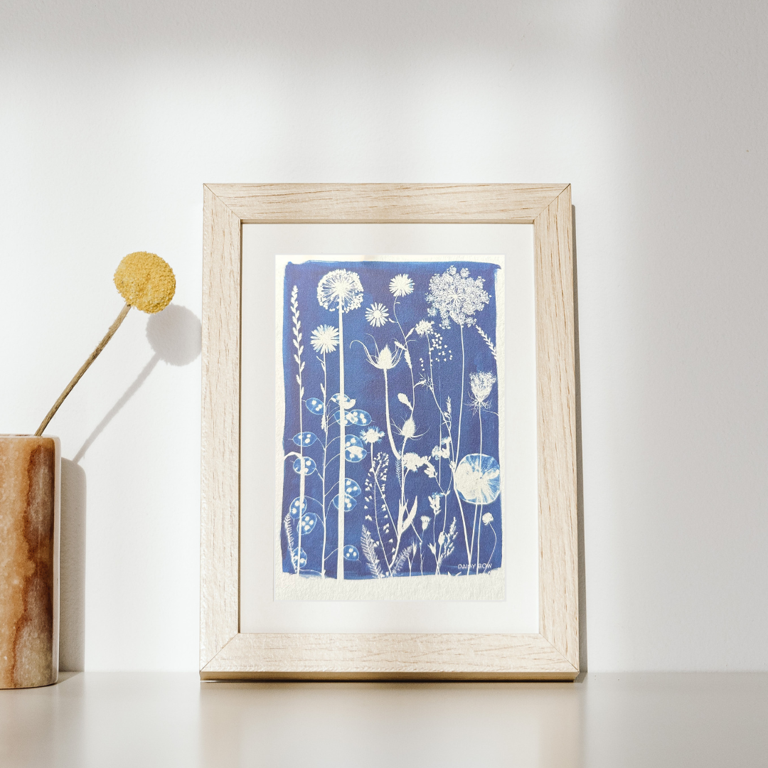 Mixed flowers Cyanotype Postcard: botanical print