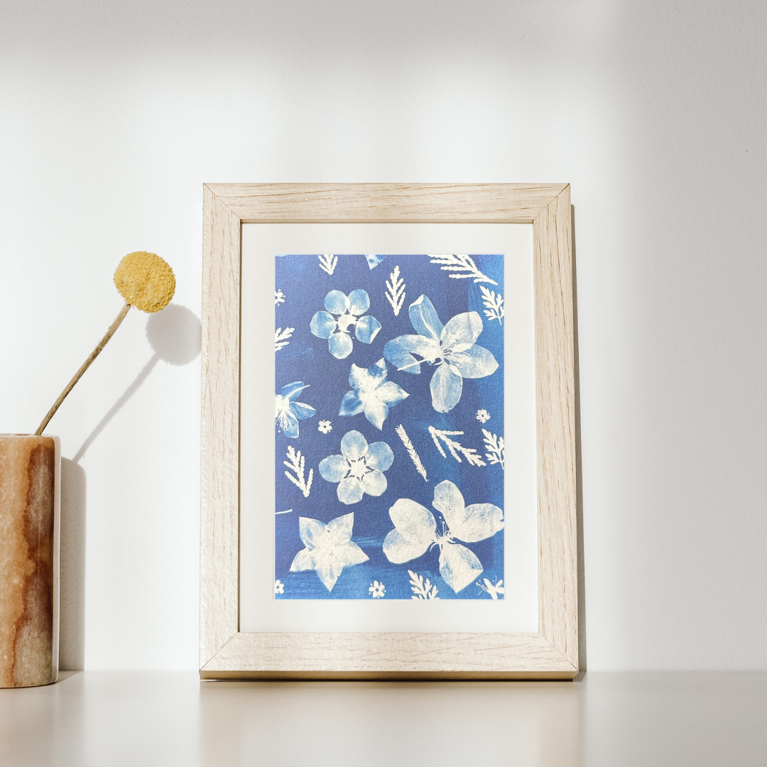 Apple Blossom Cyanotype Postcard: botanical print