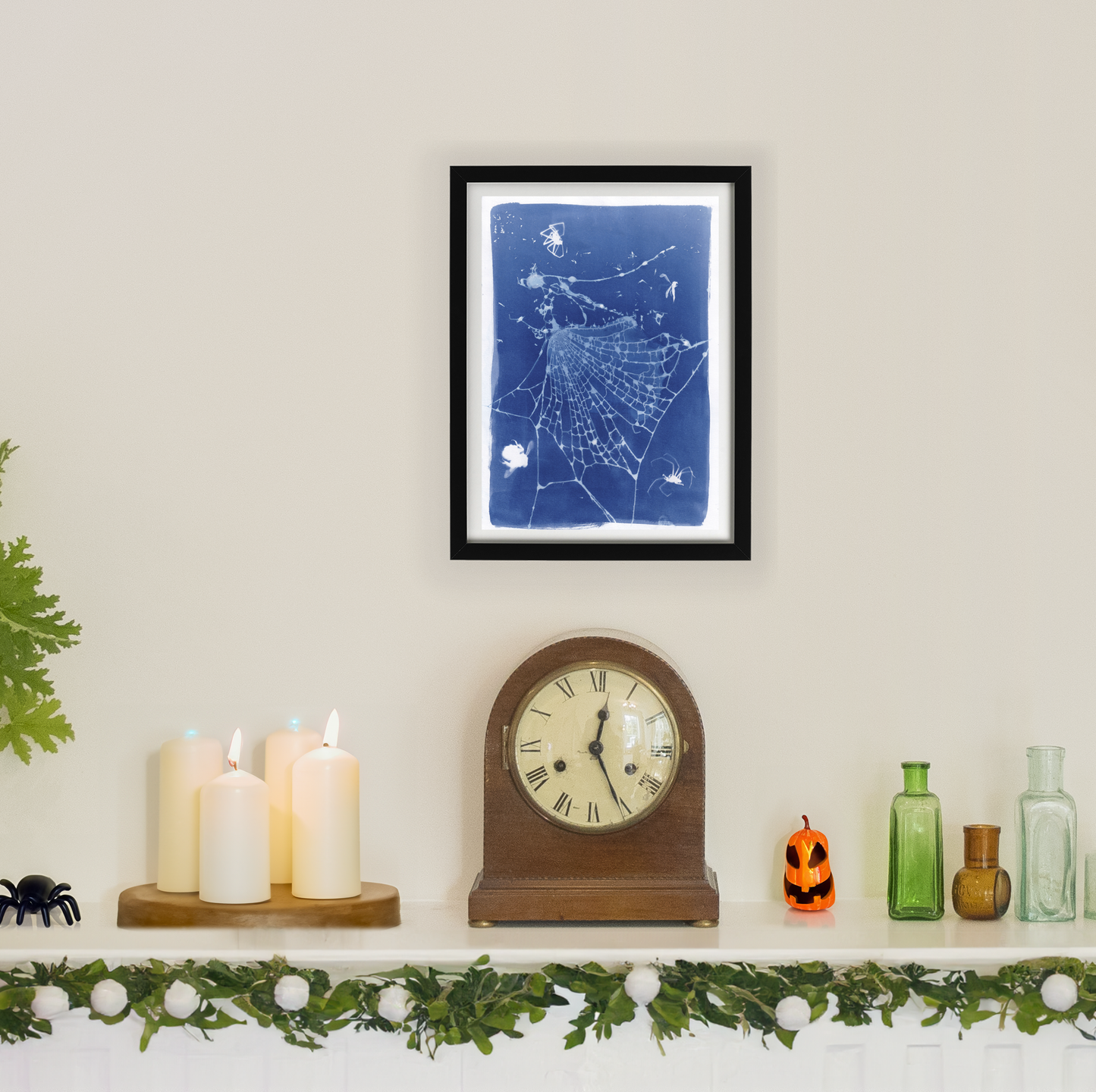 Real Spider Web Cyanotype Print