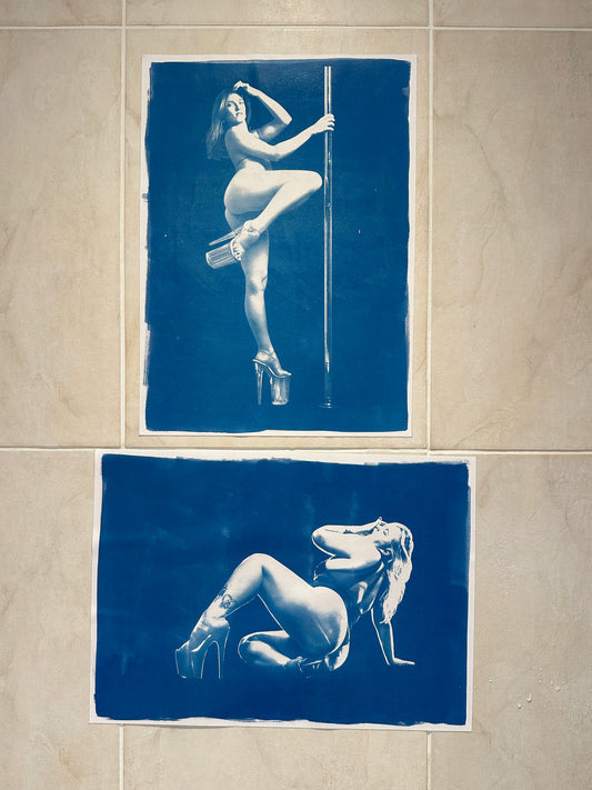 Portrait Small Poster Cyanotype Print